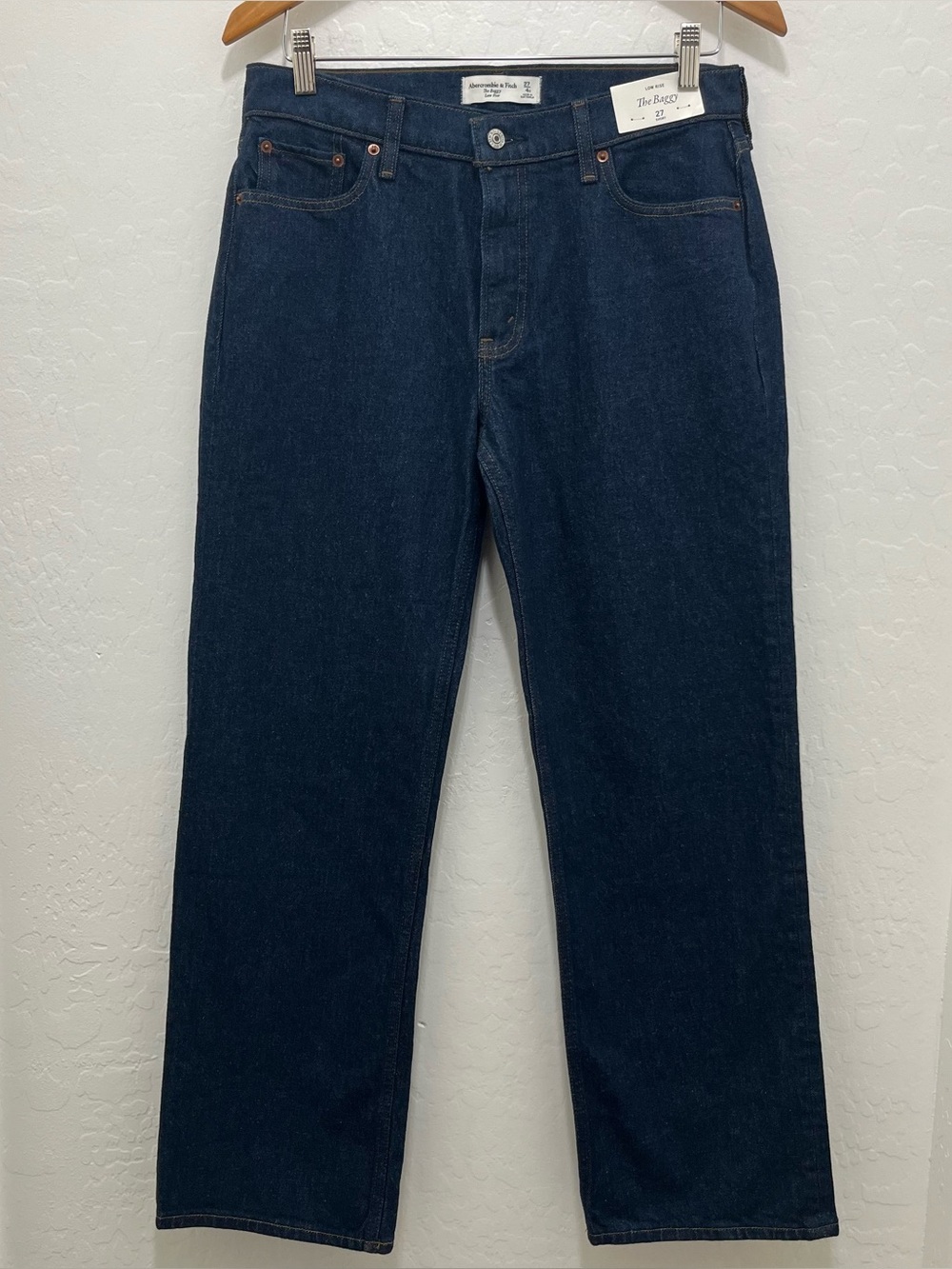 Abercrombie & Fitch Low Rise The Baggy Jeans Size 27 Short NWT Dark Blue